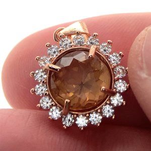 Precious Topaz 3.65ct Rose Gold Finish Solid 925 Sterling Silver Pendant